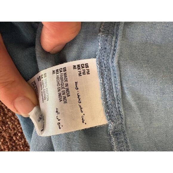 Karen Scott Chambray Blue Cotton Shirt Dress – Petite Medium - Picture 3 of 6